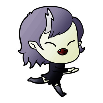 cartoon laughing vampire girl running
