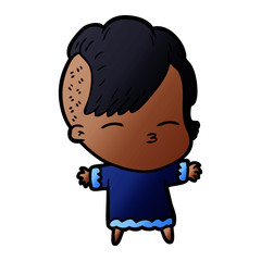 cartoon squinting girl