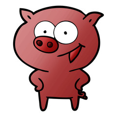 cheerful pig cartoon