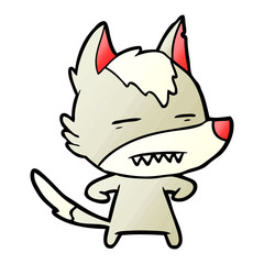cartoon wolf showing teeth