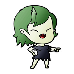 cartoon vampire girl pointing and laughing