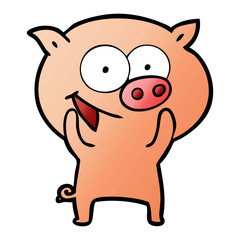 cheerful pig cartoon