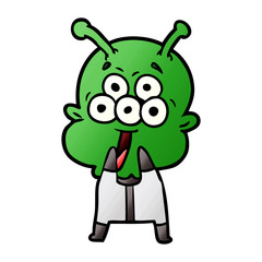 happy cartoon alien gasping in surprise