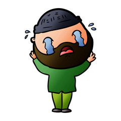 Obraz premium cartoon bearded man crying