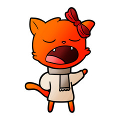 cartoon cat in winter clothes