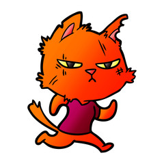 tough cartoon cat running