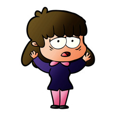 cartoon tired woman