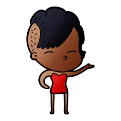 cartoon squinting girl