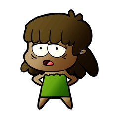cartoon tired woman