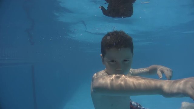 Little Boy doing funny faces, diving & Playing in Swimming Pool - For videos about: swimming, pools, summer fun, vacation, getaways, underwater footage, kids, beating the heat, and exercise. 