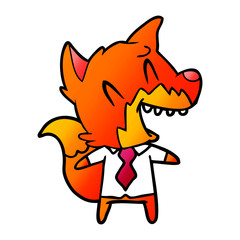 laughing fox in shirt and tie