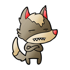 cartoon wolf showing teeth