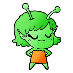 smiling alien girl cartoon