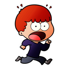 cartoon shocked man running away
