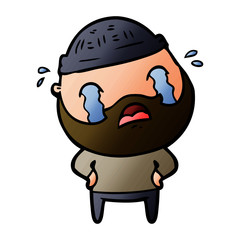 cartoon bearded man crying