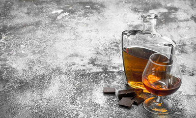 Cognac with bitter chocolate.