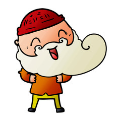 happy man with beard and winter hat
