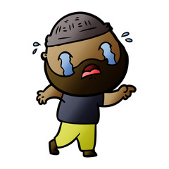 Obraz premium cartoon bearded man crying