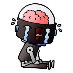 cartoon crying robot