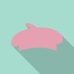 Kitchenware chef's hat flat icon with long shadow