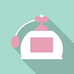 Woman perfume bottle. Vector fashion cosmetics illustration. Watercolor mint print. Beauty hand drawn fragrance gift decoration. Cosmetic icon