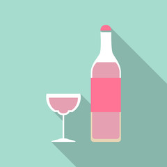 Bottle of wine and glass