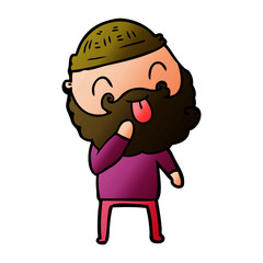 man with beard sticking out tongue