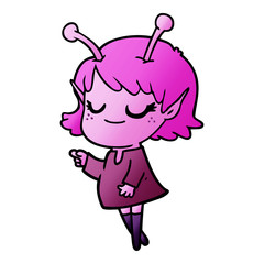 smiling alien girl cartoon