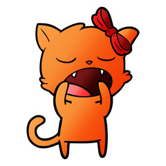 cartoon yawning cat