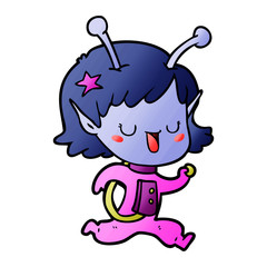 happy alien girl cartoon