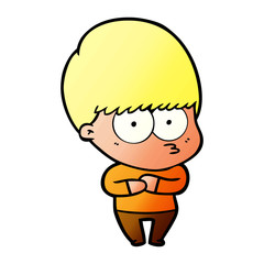 Obraz premium nervous cartoon boy