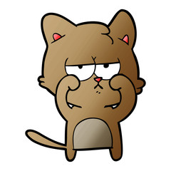 tired cartoon cat rubbing eyes