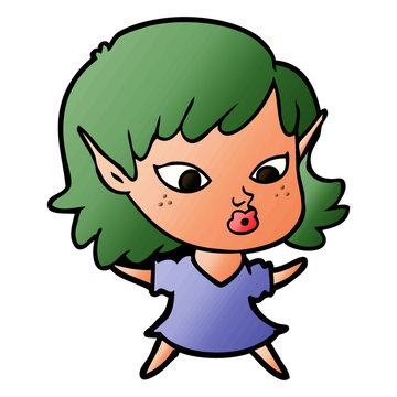 pretty cartoon elf girl
