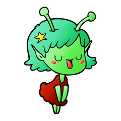 happy alien girl cartoon