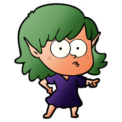 cartoon elf girl staring