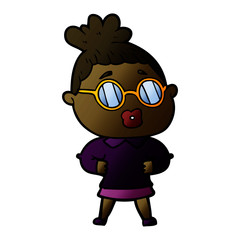 cartoon woman wearing spectacles