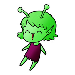 cartoon alien girl laughing