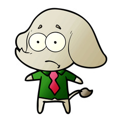 cartoon unsure elephant in shirt and tie