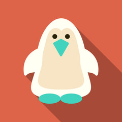 Cute penguin icon in flat style. Cold winter symbol. Antarctic bird, animal illustration.