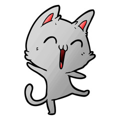 happy cartoon cat meowing