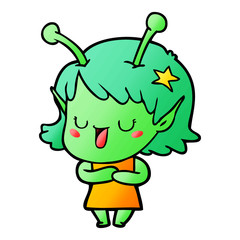 happy alien girl cartoon