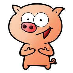 cheerful pig cartoon
