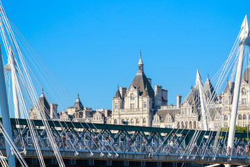 Golden Jubilee Bridges with Whitehall Court in the background in London