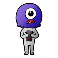 cartoon cyclops alien spaceman