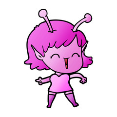 cartoon alien girl laughing