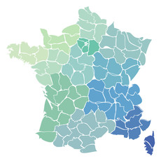 Obraz premium Carte de France stylisée > Région > Département
