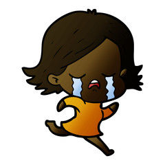 cartoon girl crying whilst running