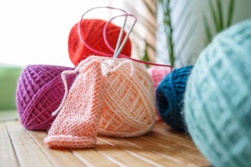 knitting wool and wool ball
