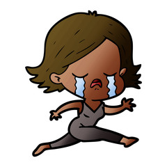 cartoon girl crying whilst running