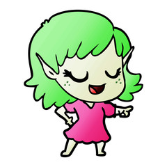 Fototapeta premium happy cartoon elf girl